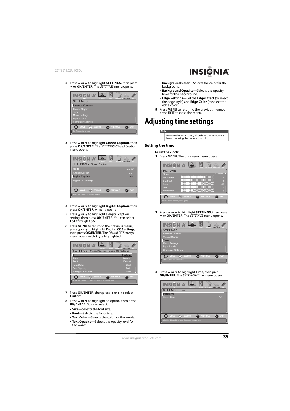 Adjusting time settings, Setting the time | Konica Minolta NS-32L450A11 User Manual | Page 39 / 68