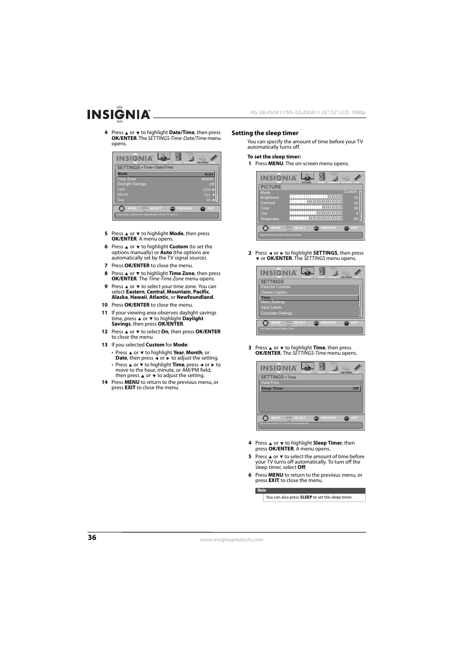 Setting the sleep timer, Ee “setting the sleep timer” o | Konica Minolta NS-32L450A11 User Manual | Page 40 / 68