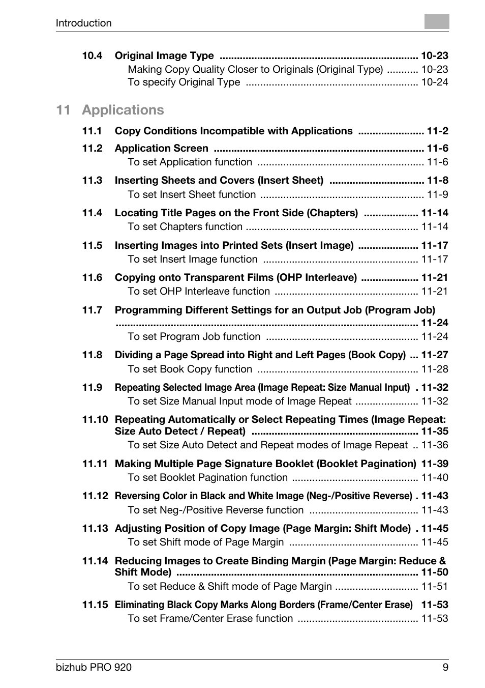 11 applications | Konica Minolta BIZHUB PRO bizhubPRO920 User Manual | Page 13 / 410