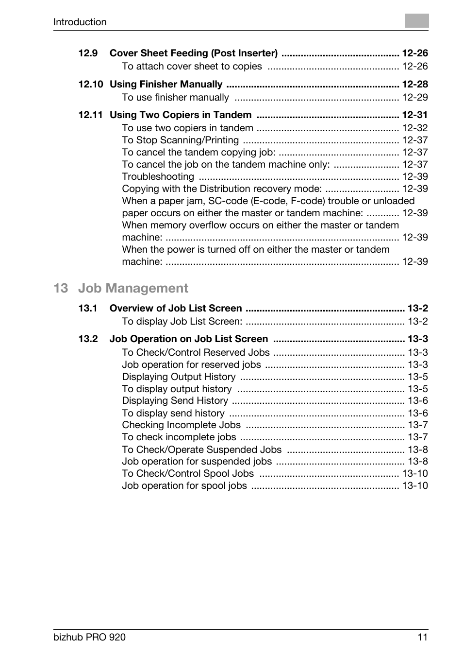 13 job management | Konica Minolta BIZHUB PRO bizhubPRO920 User Manual | Page 15 / 410