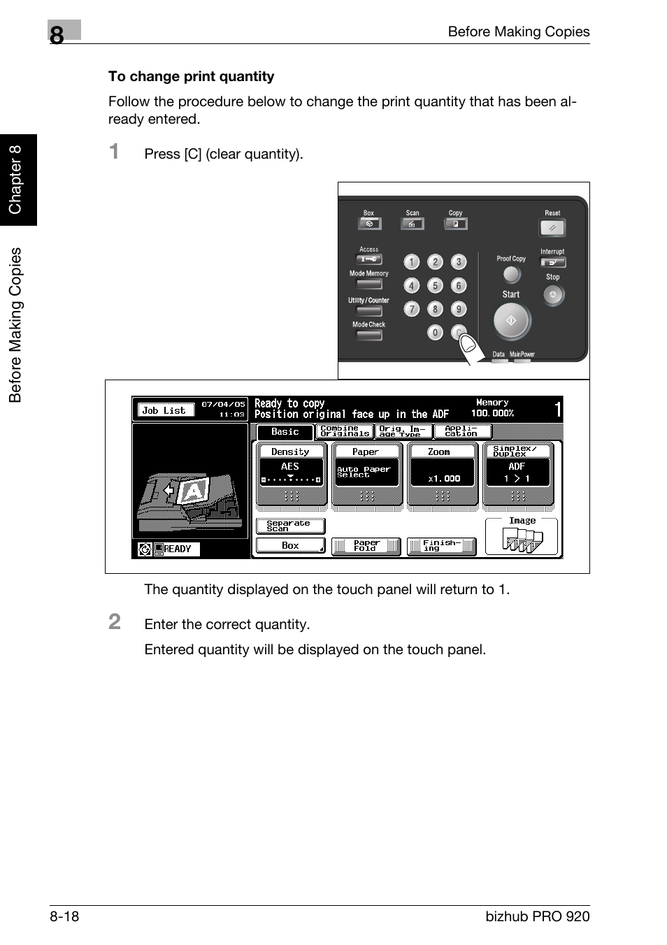 To change print quantity -18 | Konica Minolta BIZHUB PRO bizhubPRO920 User Manual | Page 164 / 410