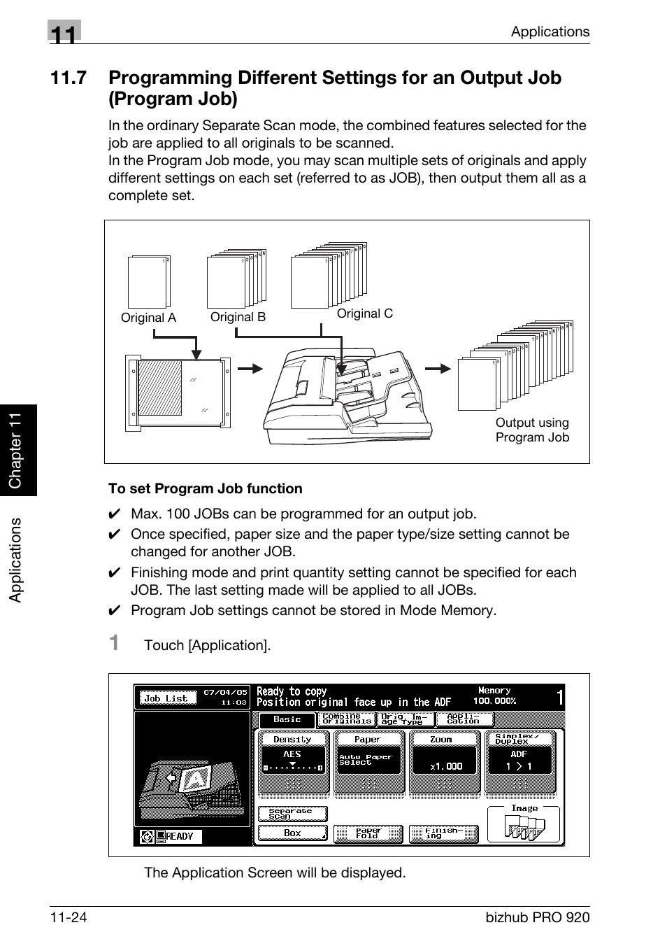 To set program job function -24 | Konica Minolta BIZHUB PRO bizhubPRO920 User Manual | Page 258 / 410