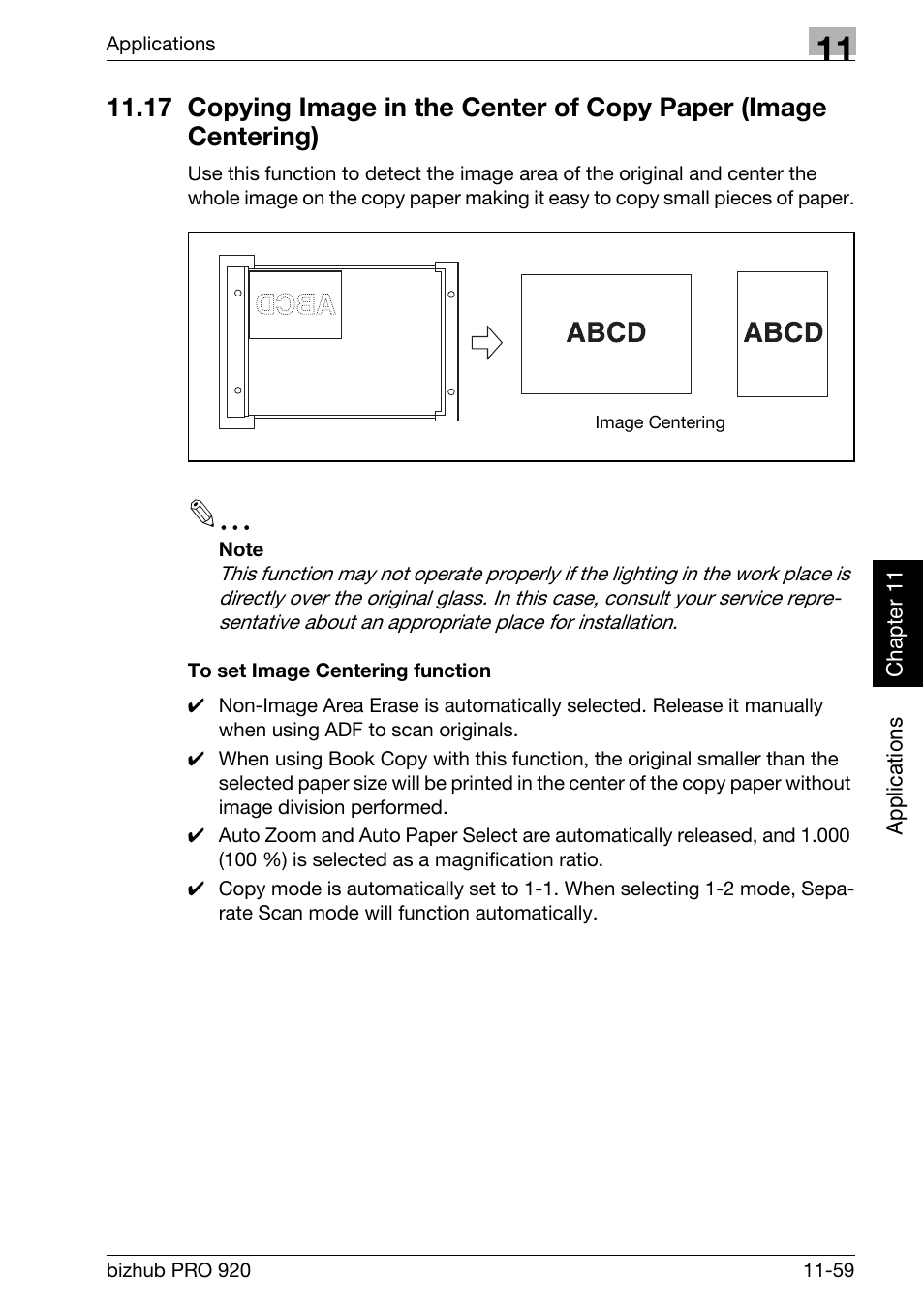 To set image centering function -59 | Konica Minolta BIZHUB PRO bizhubPRO920 User Manual | Page 293 / 410