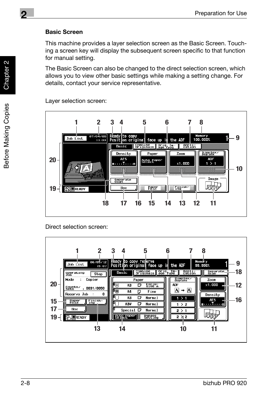 Basic screen -8 | Konica Minolta BIZHUB PRO bizhubPRO920 User Manual | Page 40 / 410