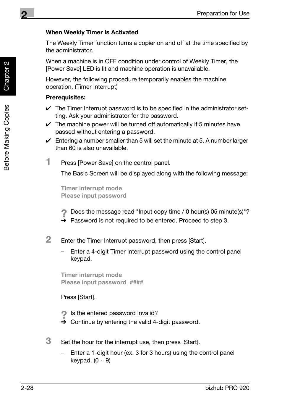 When weekly timer is activated -28 | Konica Minolta BIZHUB PRO bizhubPRO920 User Manual | Page 60 / 410