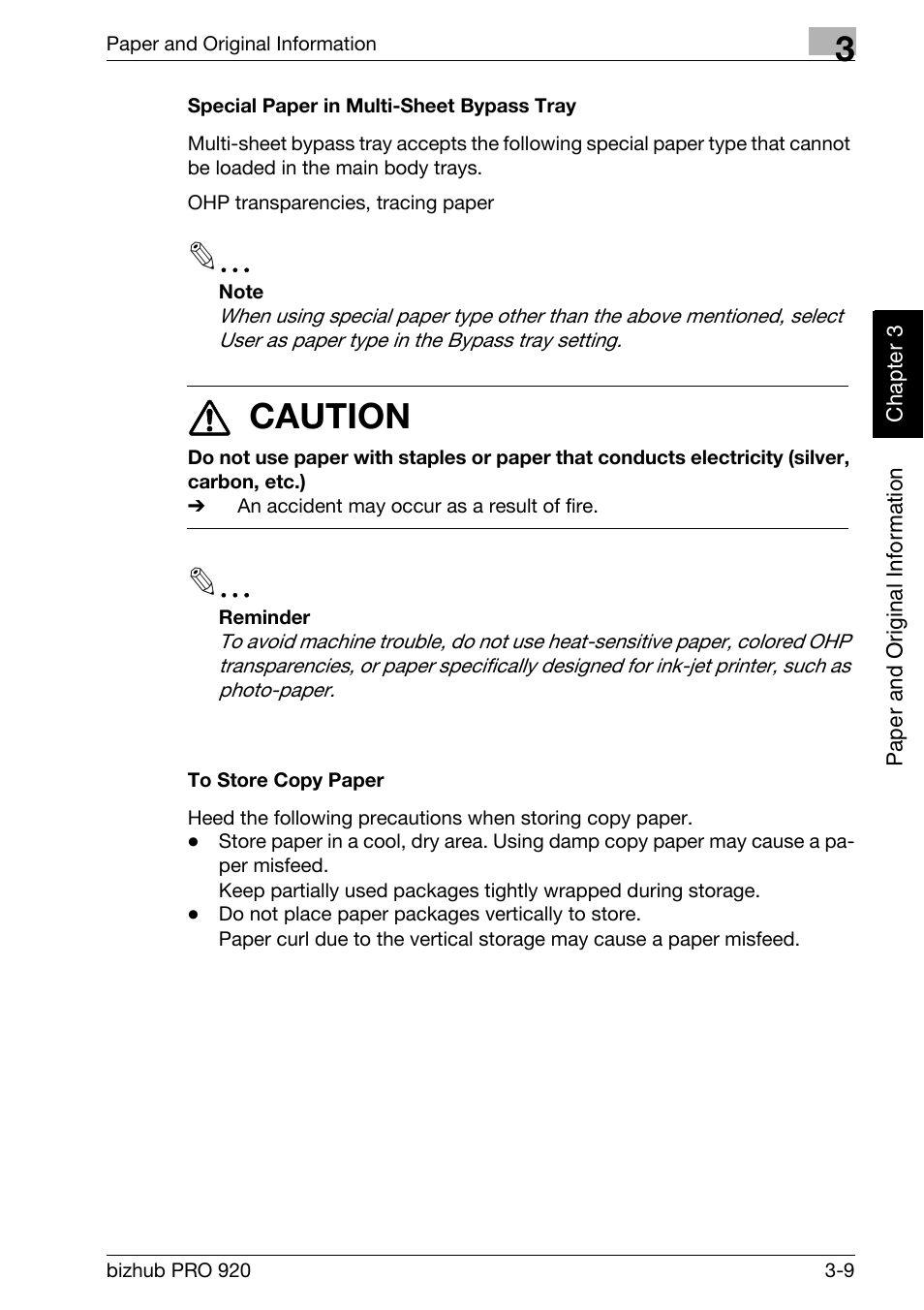 7 caution | Konica Minolta BIZHUB PRO bizhubPRO920 User Manual | Page 73 / 410