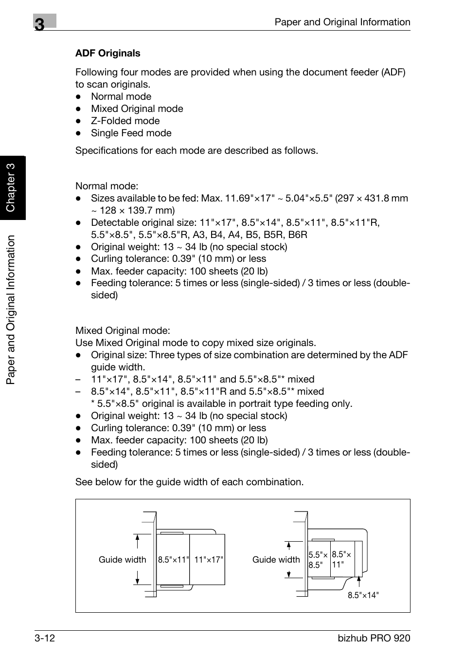 Adf originals -12 | Konica Minolta BIZHUB PRO bizhubPRO920 User Manual | Page 76 / 410
