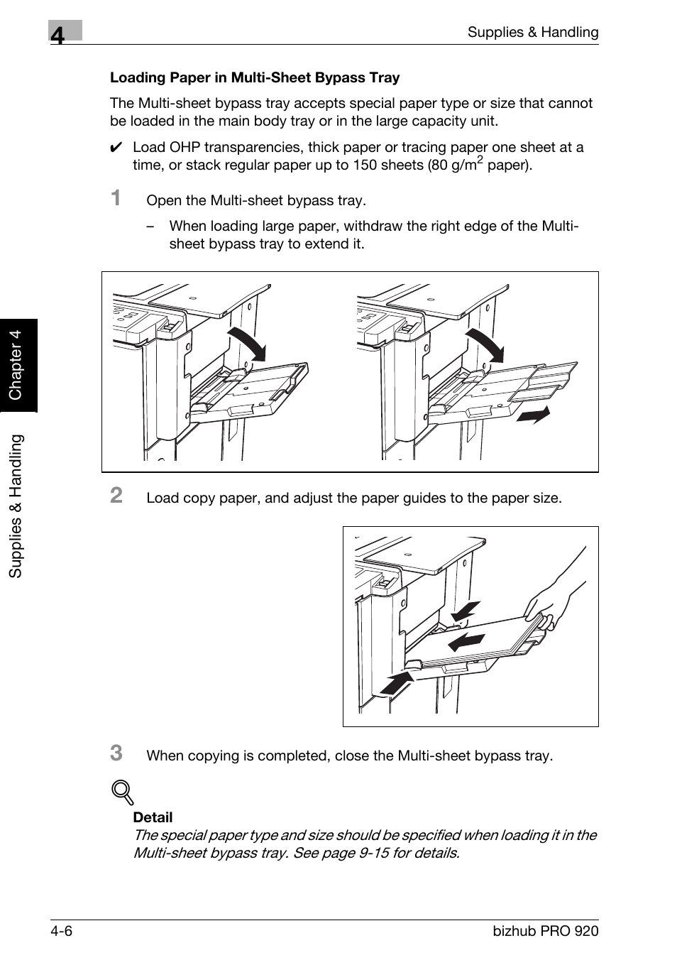 Loading paper in multi-sheet bypass tray -6 | Konica Minolta BIZHUB PRO bizhubPRO920 User Manual | Page 84 / 410