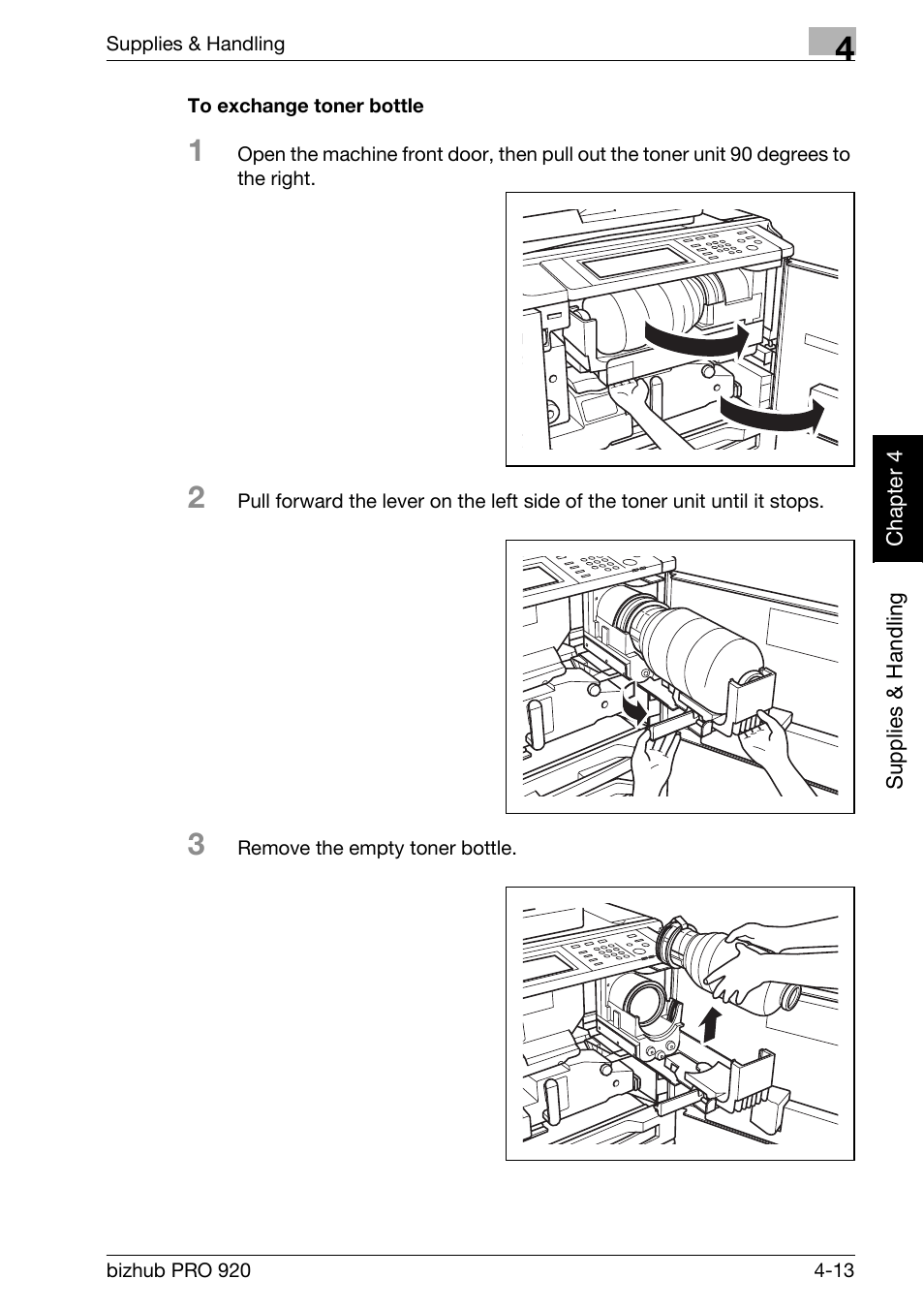 To exchange toner bottle -13 | Konica Minolta BIZHUB PRO bizhubPRO920 User Manual | Page 91 / 410