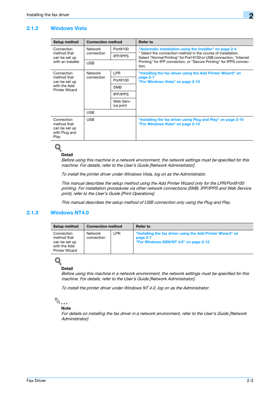 2 windows vista, 3 windows nt4.0, Windows vista -3 | Windows nt4.0 -3 | Konica Minolta BIZHUB C253 User Manual | Page 14 / 66