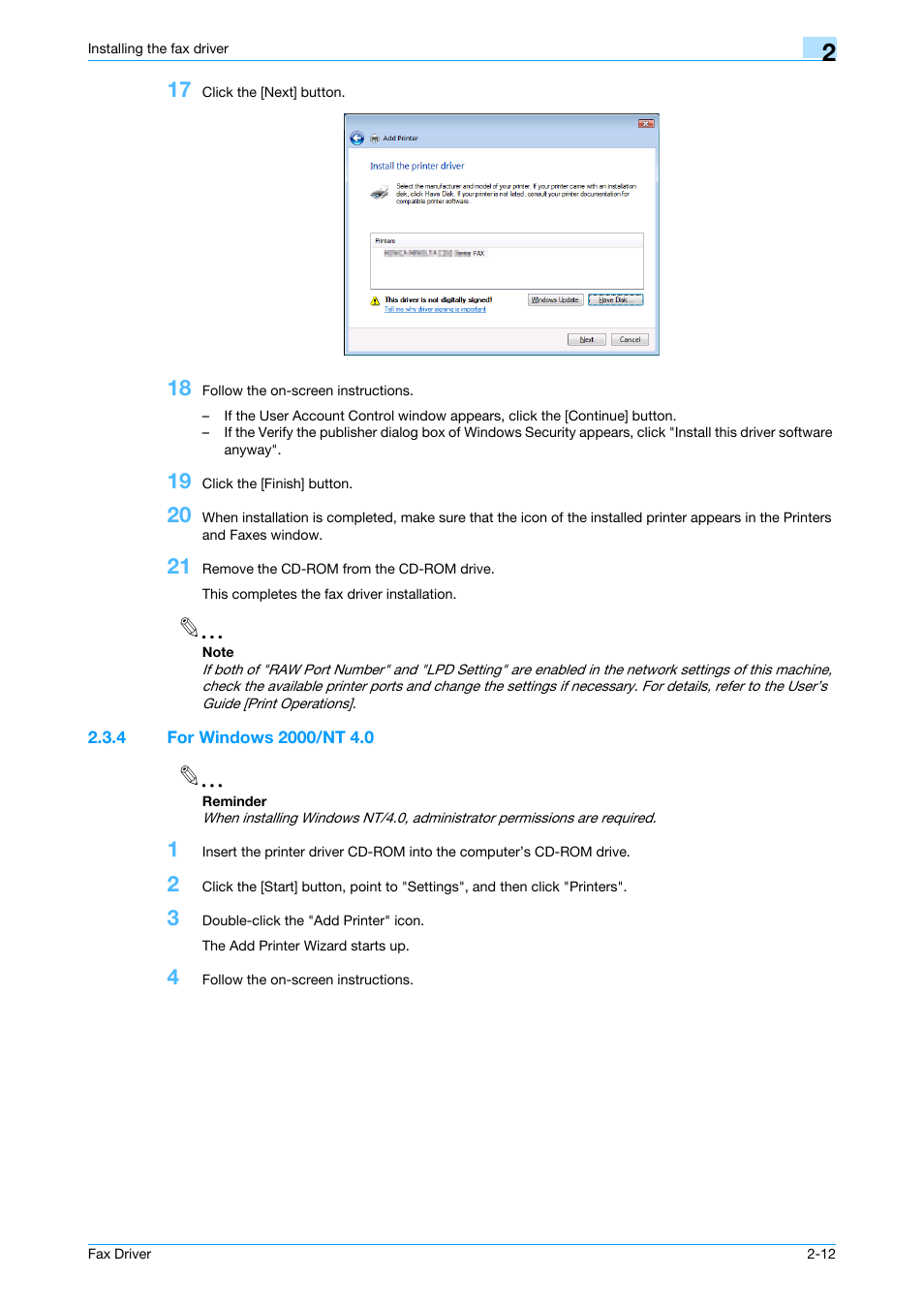 4 for windows 2000/nt 4.0, For windows 2000/nt 4.0 -12 | Konica Minolta BIZHUB C253 User Manual | Page 23 / 66