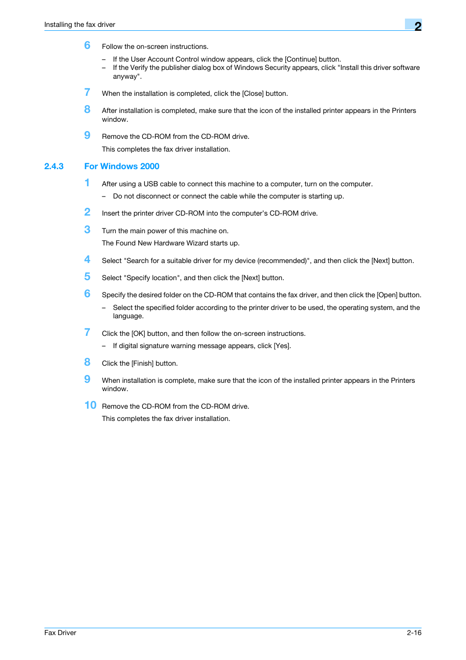 3 for windows 2000, For windows 2000 -16 | Konica Minolta BIZHUB C253 User Manual | Page 27 / 66