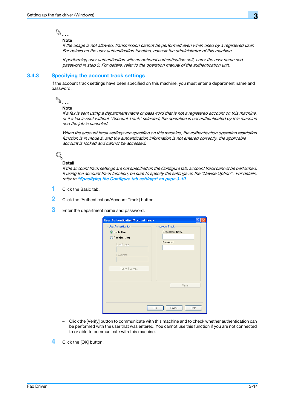 3 specifying the account track settings, Specifying the account track settings -14 | Konica Minolta BIZHUB C253 User Manual | Page 43 / 66