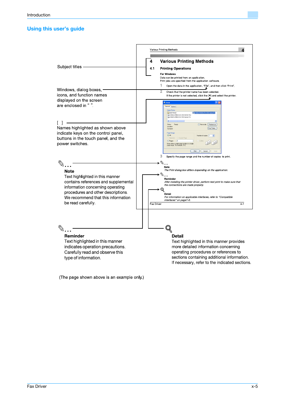 Using this user’s guide | Konica Minolta BIZHUB C253 User Manual | Page 6 / 66