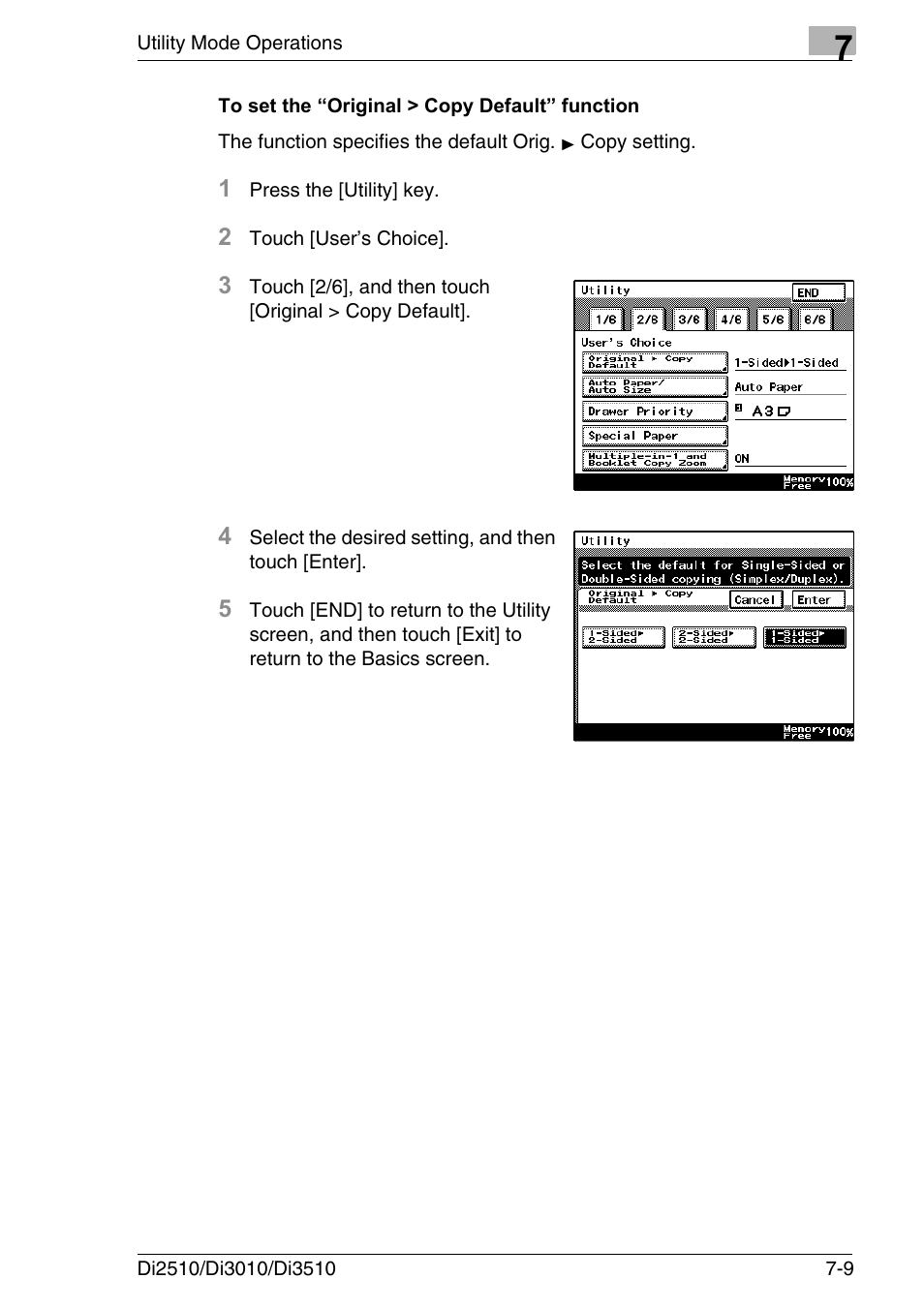 To set the “original > copy default” function, To set the “original > copy default” function -9 | Konica Minolta DI3510 User Manual | Page 125 / 334