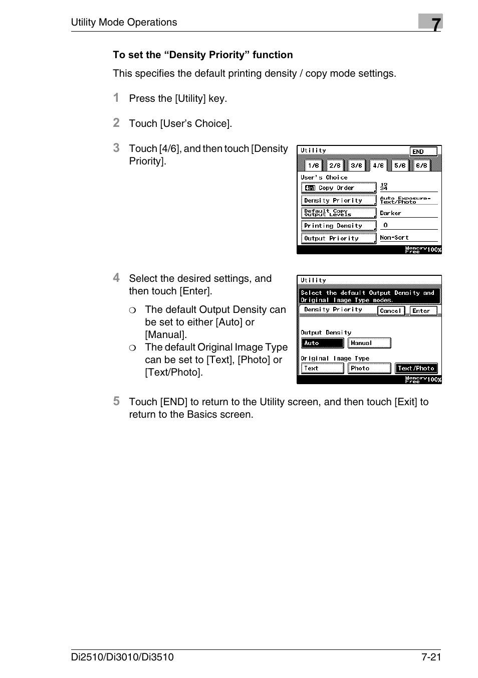 To set the “density priority” function, To set the “density priority” function -21 | Konica Minolta DI3510 User Manual | Page 137 / 334