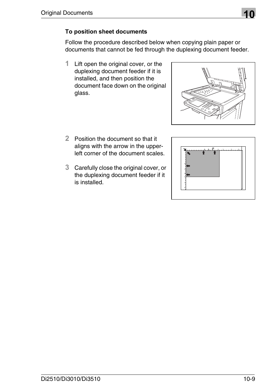 To position sheet documents, To position sheet documents -9 | Konica Minolta DI3510 User Manual | Page 209 / 334