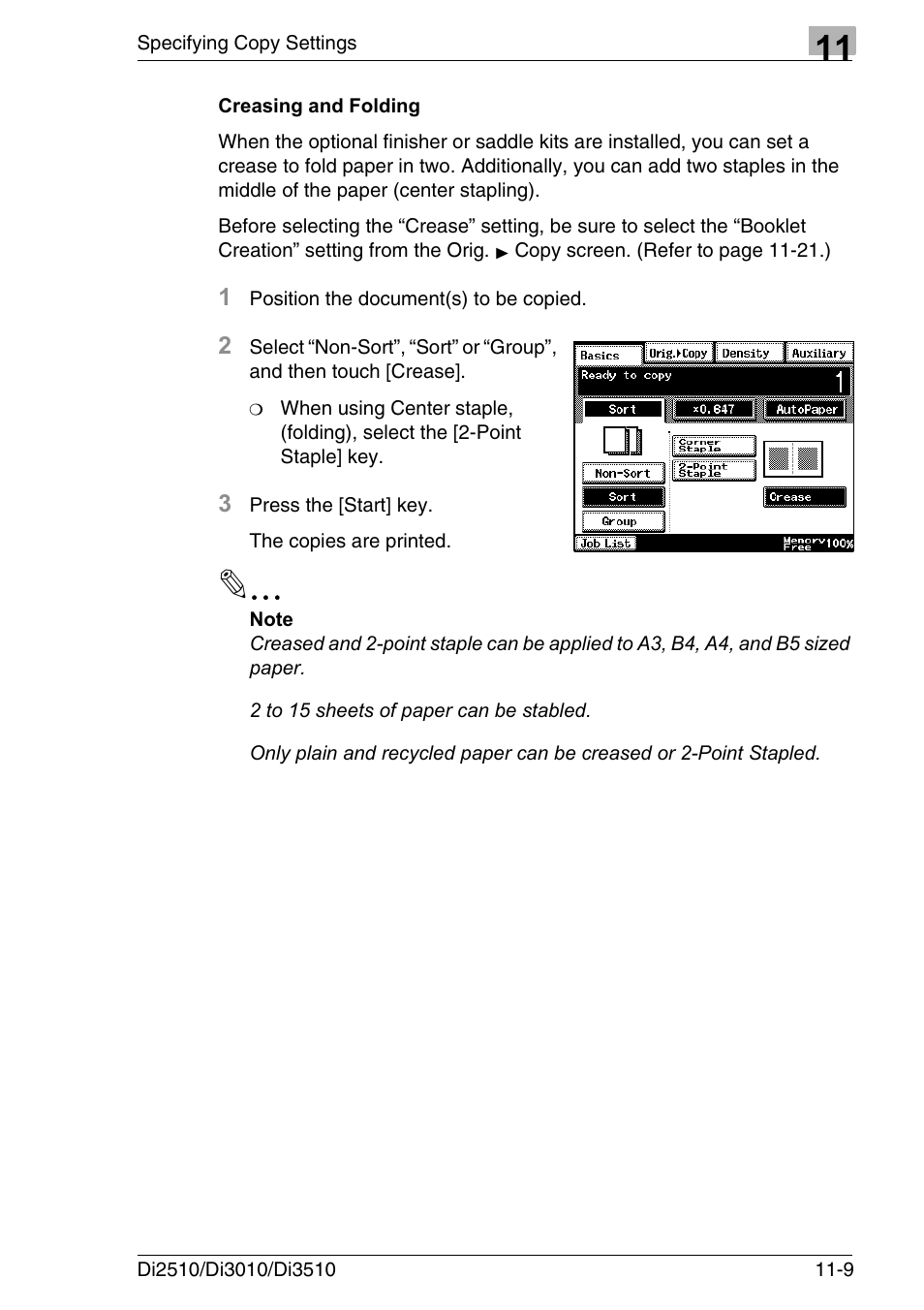 Creasing and folding, Creasing and folding -9 | Konica Minolta DI3510 User Manual | Page 241 / 334