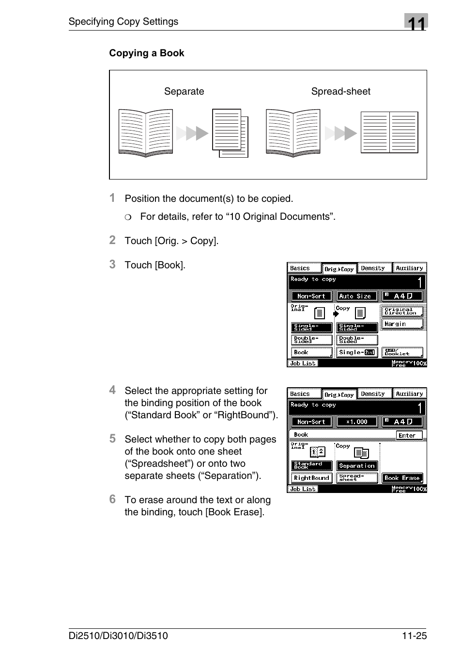 Copying a book, Copying a book -25 | Konica Minolta DI3510 User Manual | Page 257 / 334
