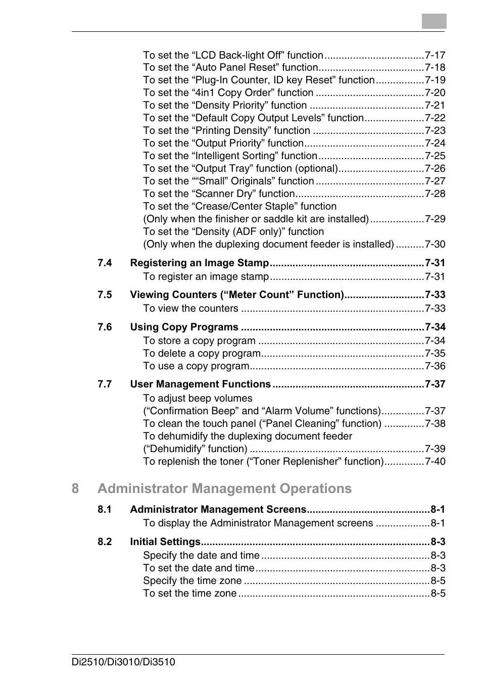 8administrator management operations | Konica Minolta DI3510 User Manual | Page 7 / 334