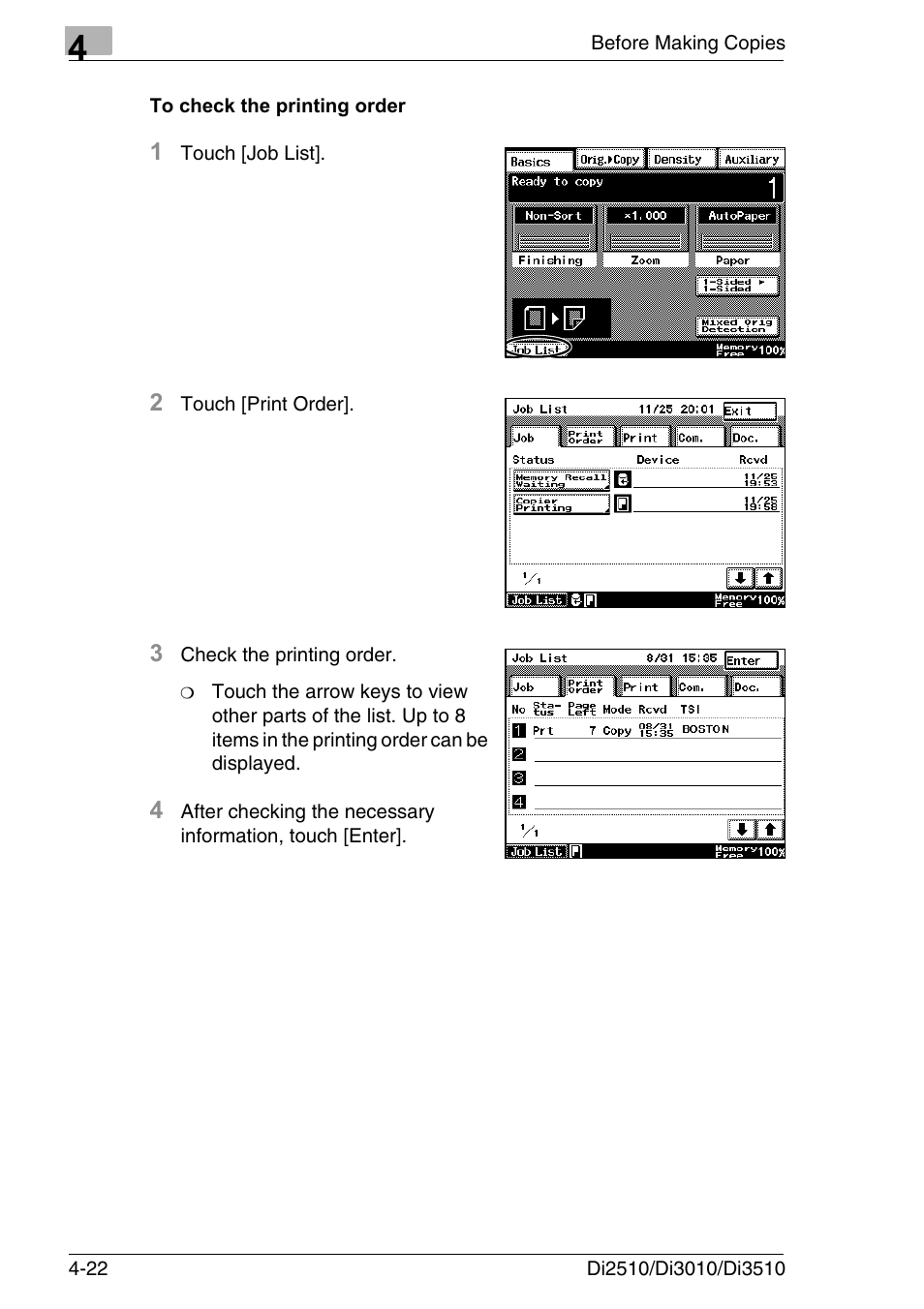 To check the printing order, To check the printing order -22 | Konica Minolta DI3510 User Manual | Page 86 / 334