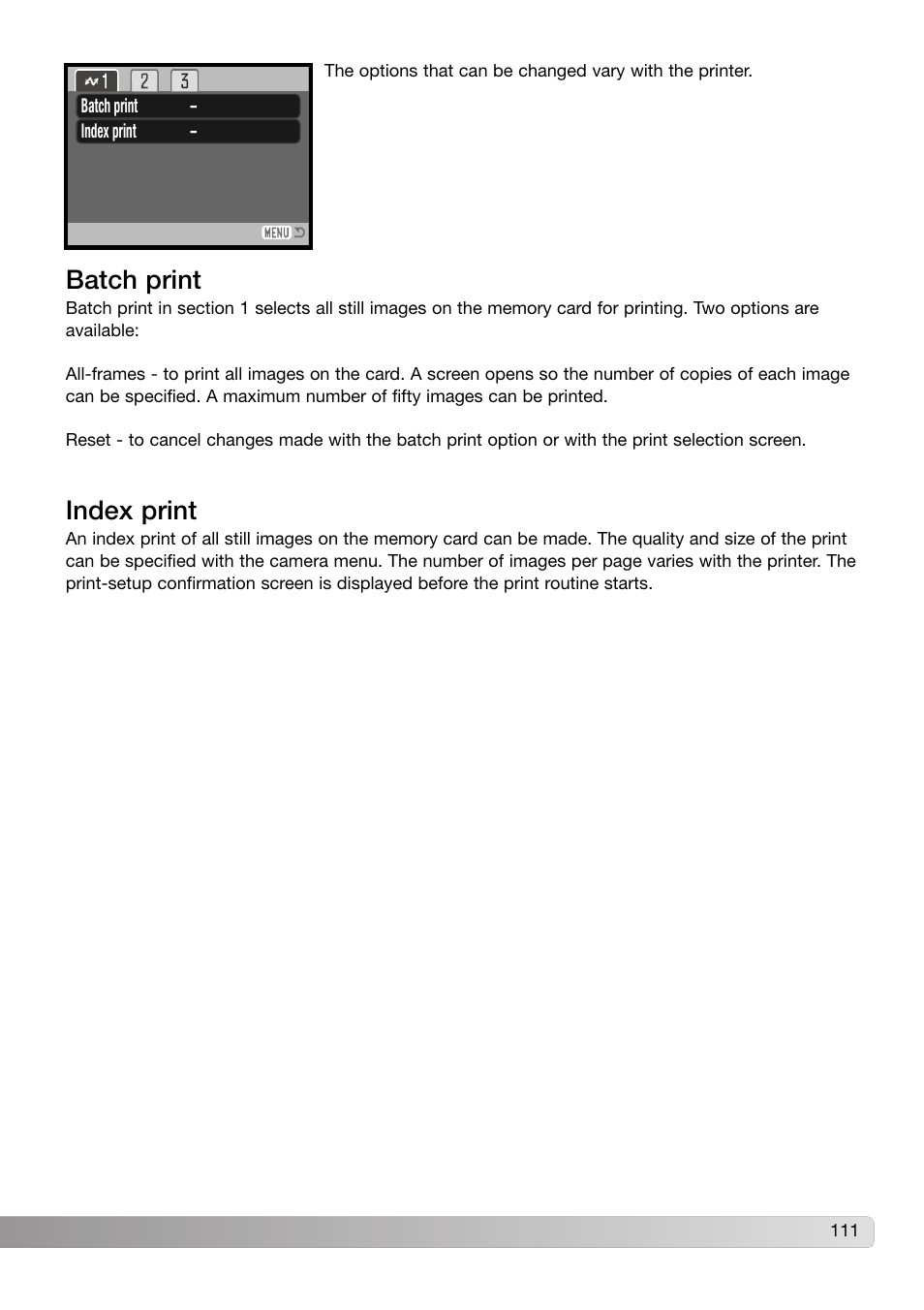 Batch print index print | Konica Minolta Z3 User Manual | Page 111 / 124