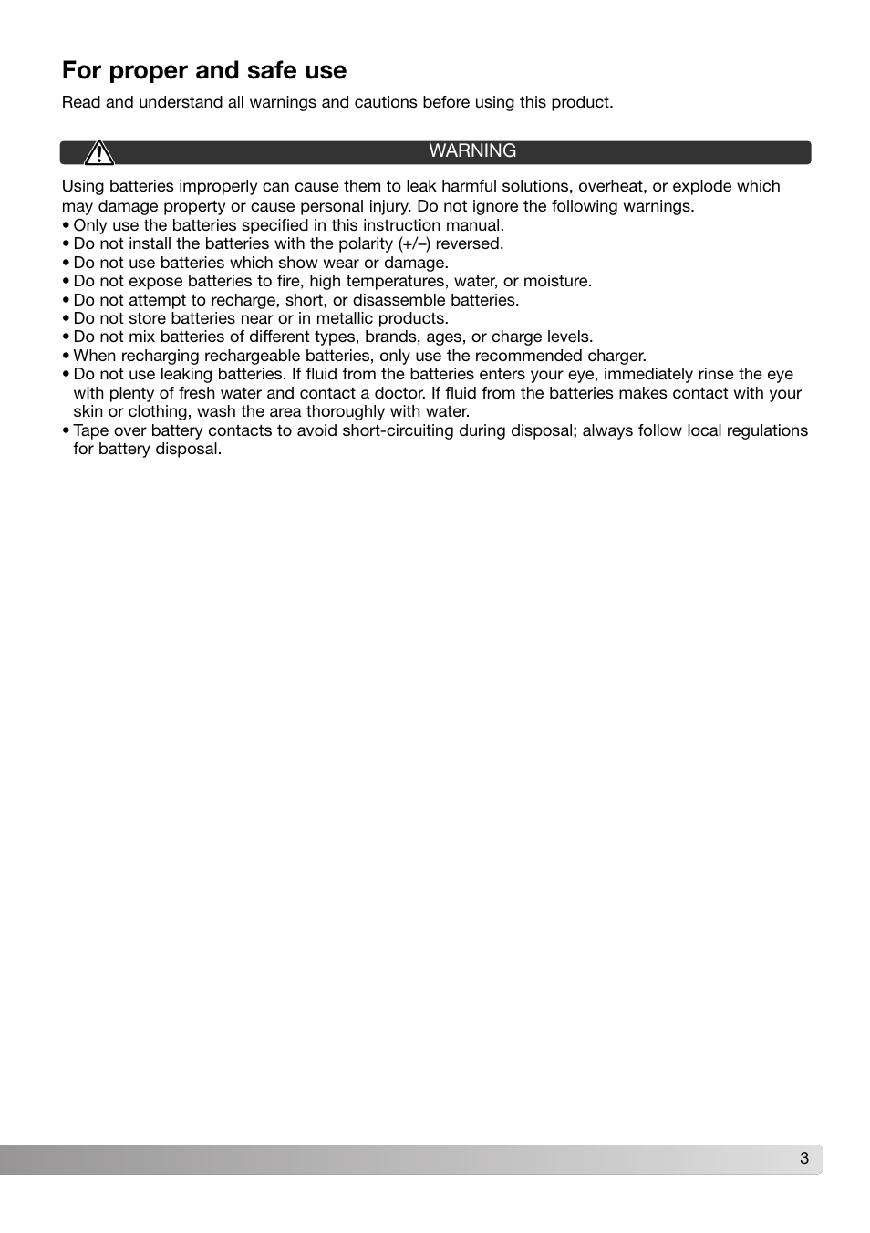 For proper and safe use | Konica Minolta Z3 User Manual | Page 3 / 124