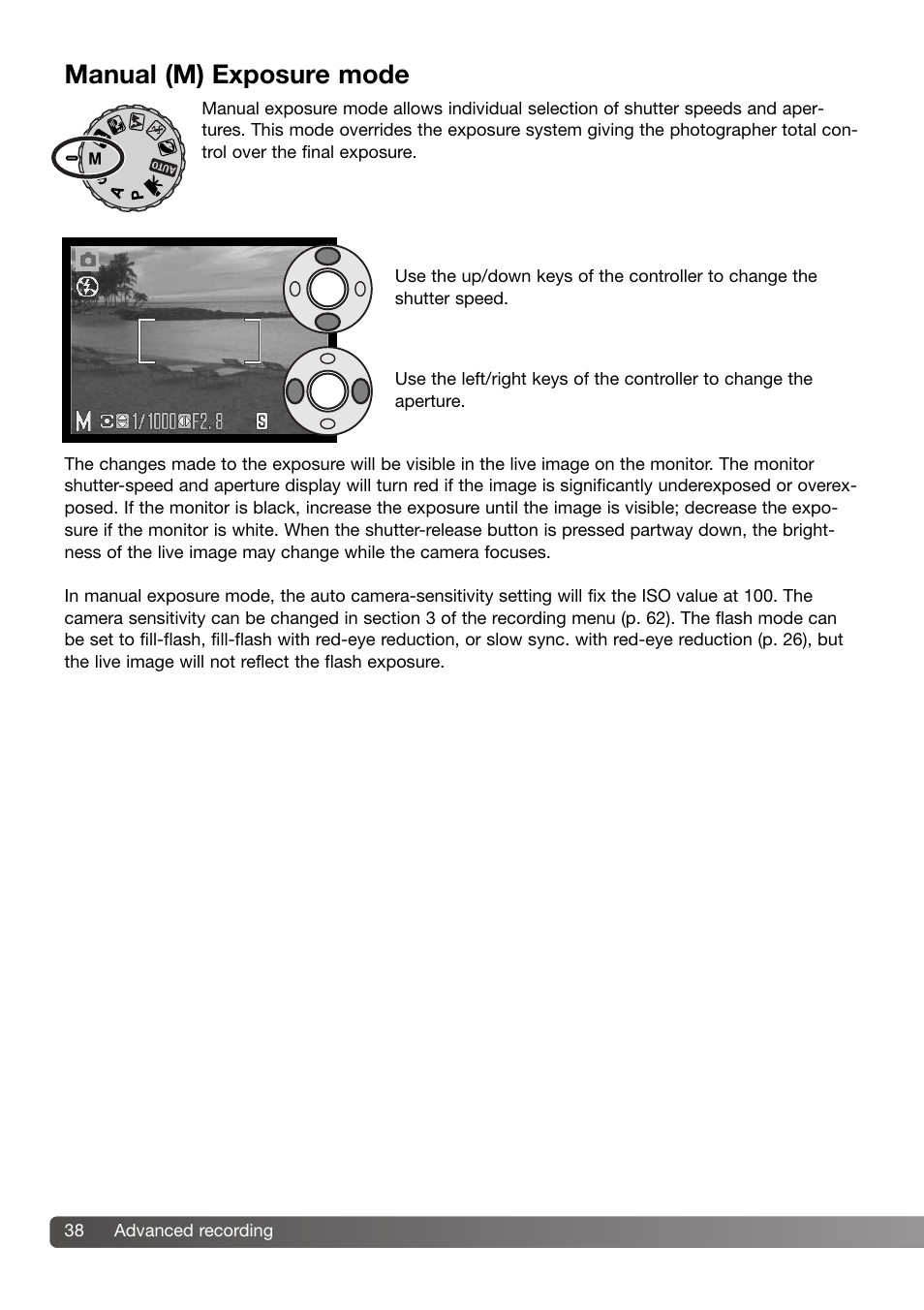 Manual (m) exposure mode | Konica Minolta Z3 User Manual | Page 38 / 124