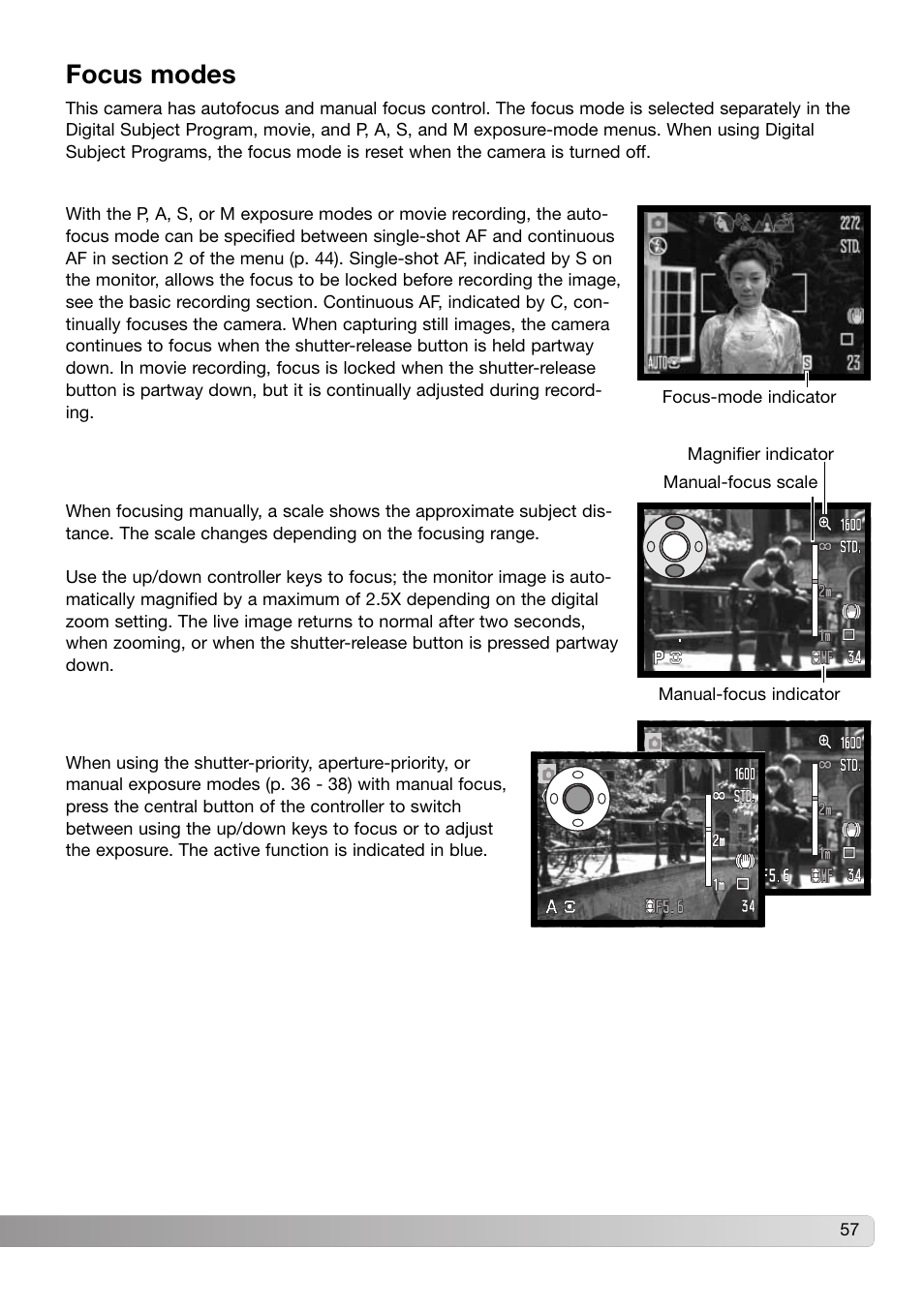 Focus modes | Konica Minolta Z3 User Manual | Page 57 / 124