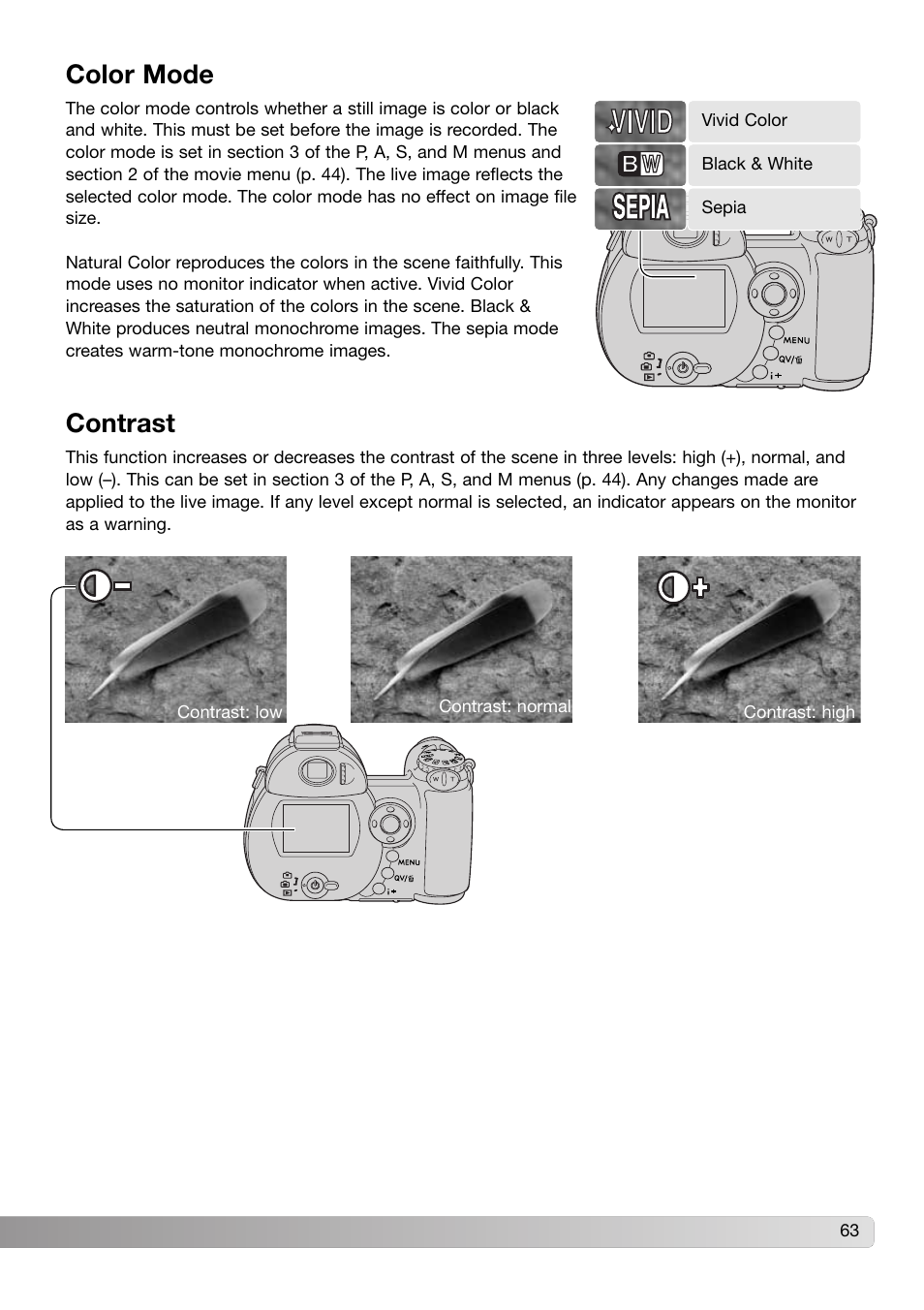 Color mode contrast, Color mode, Contrast | Konica Minolta Z3 User Manual | Page 63 / 124