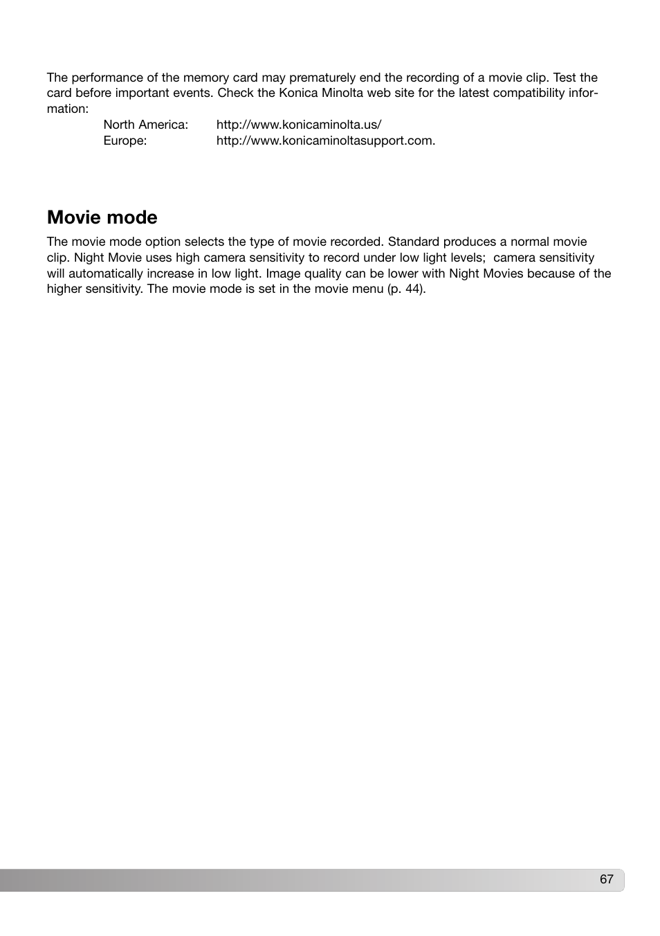 Movie mode | Konica Minolta Z3 User Manual | Page 67 / 124