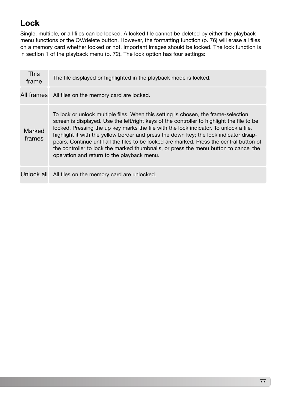 Lock | Konica Minolta Z3 User Manual | Page 77 / 124