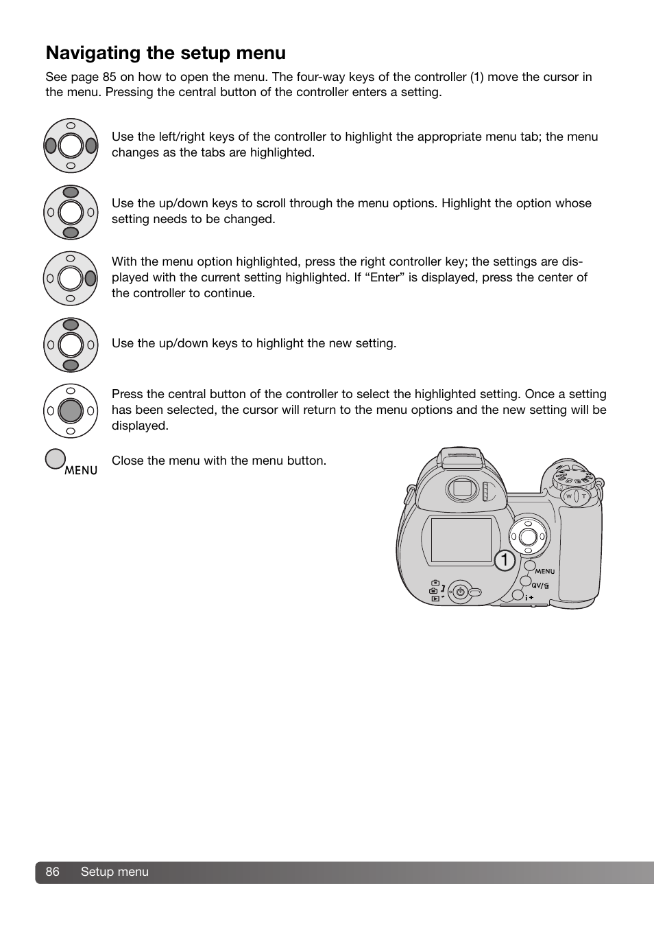 Navigating the setup menu | Konica Minolta Z3 User Manual | Page 86 / 124