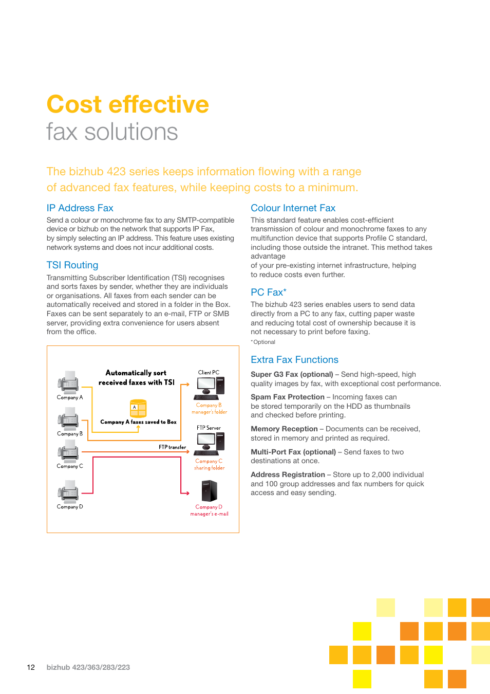 Cost effective fax solutions | Konica Minolta BIZHUB 283 User Manual | Page 12 / 16