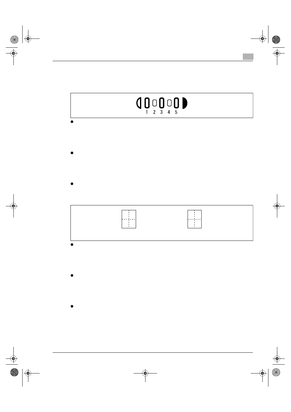 Exposure level priority (manual), Output priority, Crisscross mode | 4 in 1 copy order, Book binding position, Image shift width adjust | Konica Minolta Printer Copier User Manual | Page 103 / 168