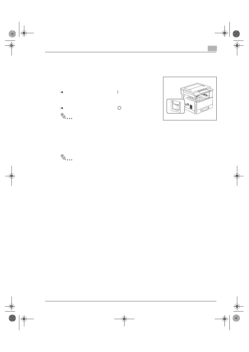 5 turning on and off and the initial mode, How to turn the copier on/off, When copier is turned on | P.3-15) | Konica Minolta Printer Copier User Manual | Page 43 / 168