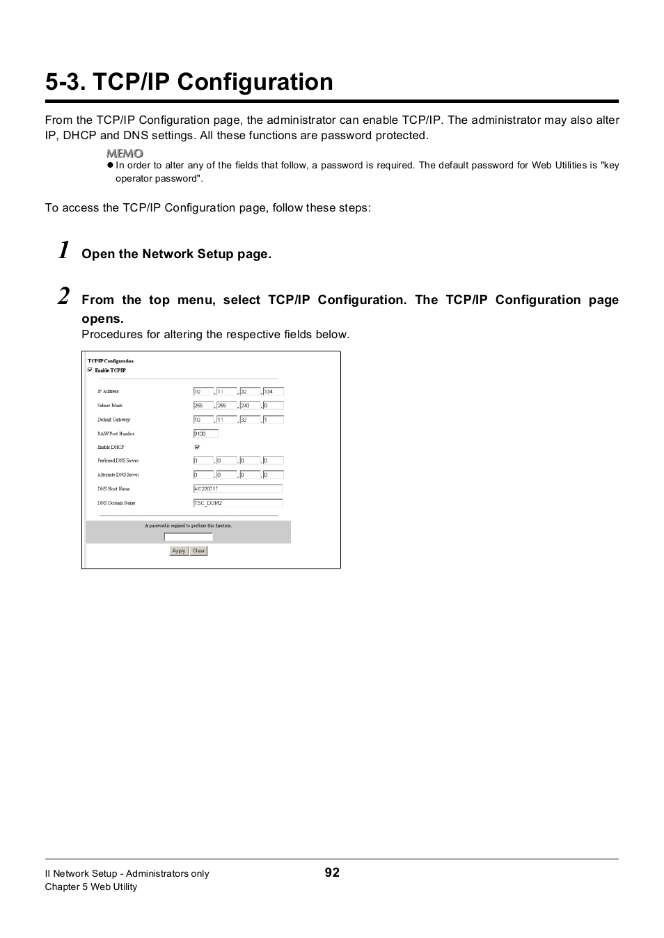 3. tcp/ip configuration, Tcp/ip configuration | Konica Minolta 7235 User Manual | Page 101 / 230