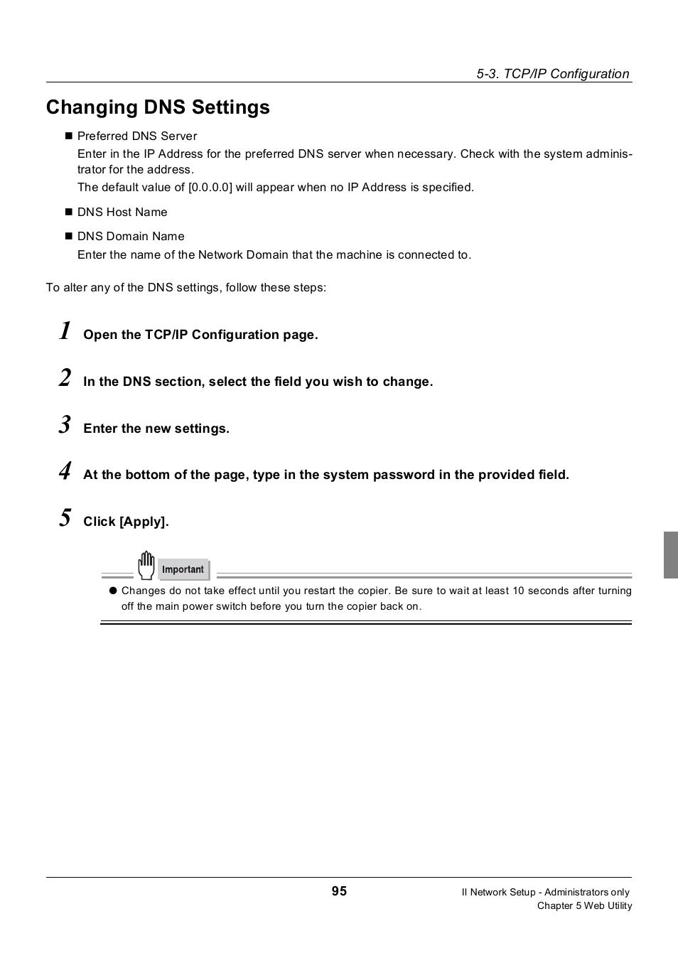 Changing dns settings | Konica Minolta 7235 User Manual | Page 104 / 230