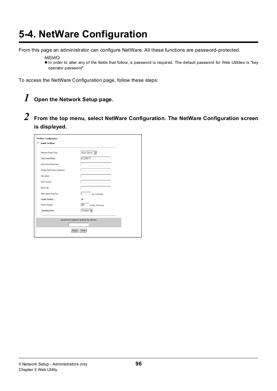 4. netware configuration, Netware configuration | Konica Minolta 7235 User Manual | Page 105 / 230