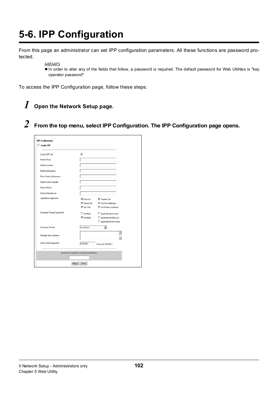 6. ipp configuration, Ipp configuration | Konica Minolta 7235 User Manual | Page 111 / 230