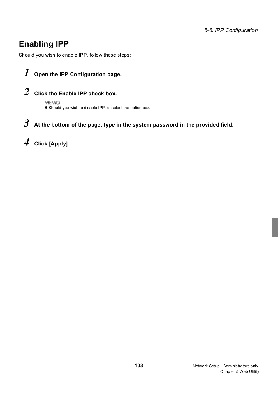 Enabling ipp | Konica Minolta 7235 User Manual | Page 112 / 230