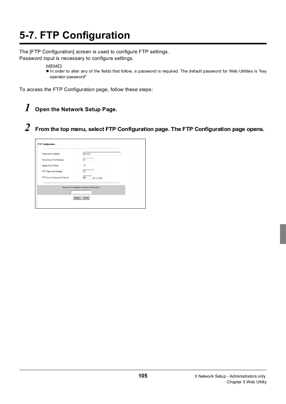 7. ftp configuration, Ftp configuration | Konica Minolta 7235 User Manual | Page 114 / 230