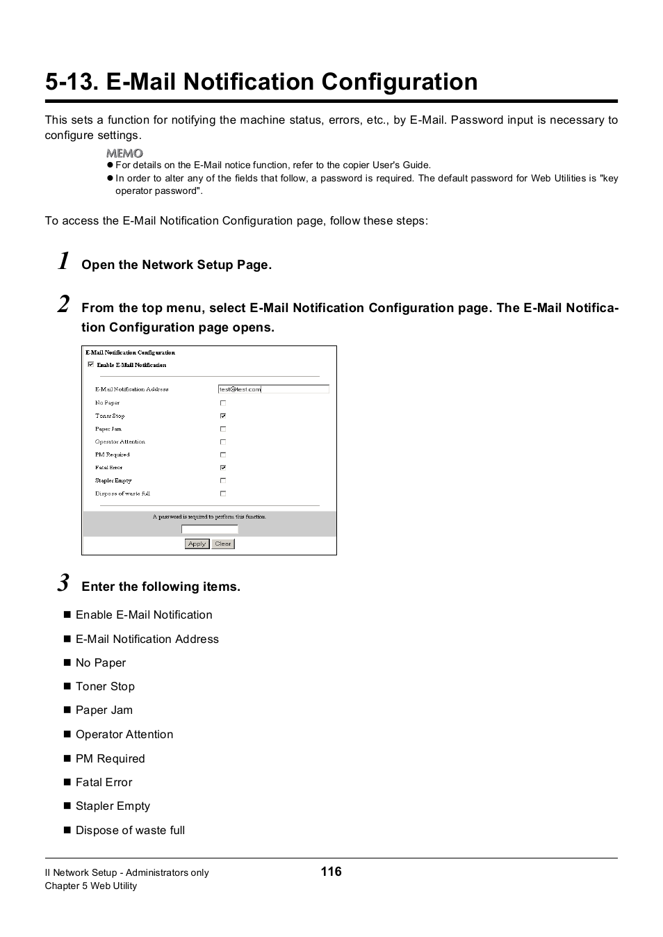 13. e-mail notification configuration | Konica Minolta 7235 User Manual | Page 125 / 230