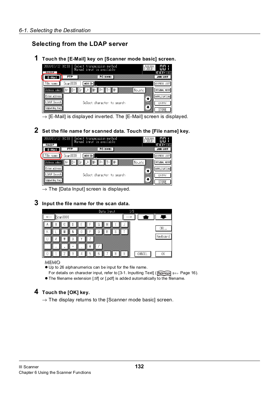 Selecting from the ldap server | Konica Minolta 7235 User Manual | Page 141 / 230