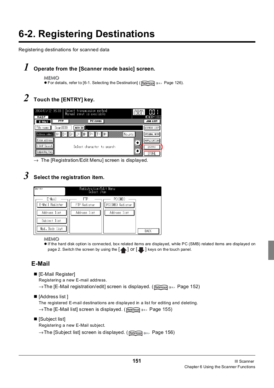 2. registering destinations, Registering destinations | Konica Minolta 7235 User Manual | Page 160 / 230