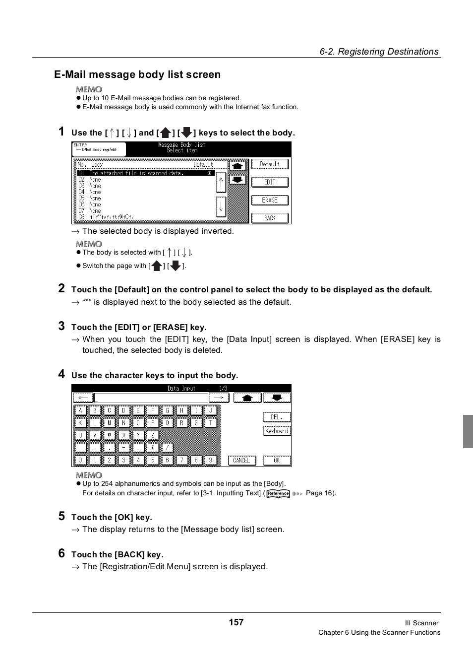 E-mail message body list screen | Konica Minolta 7235 User Manual | Page 166 / 230