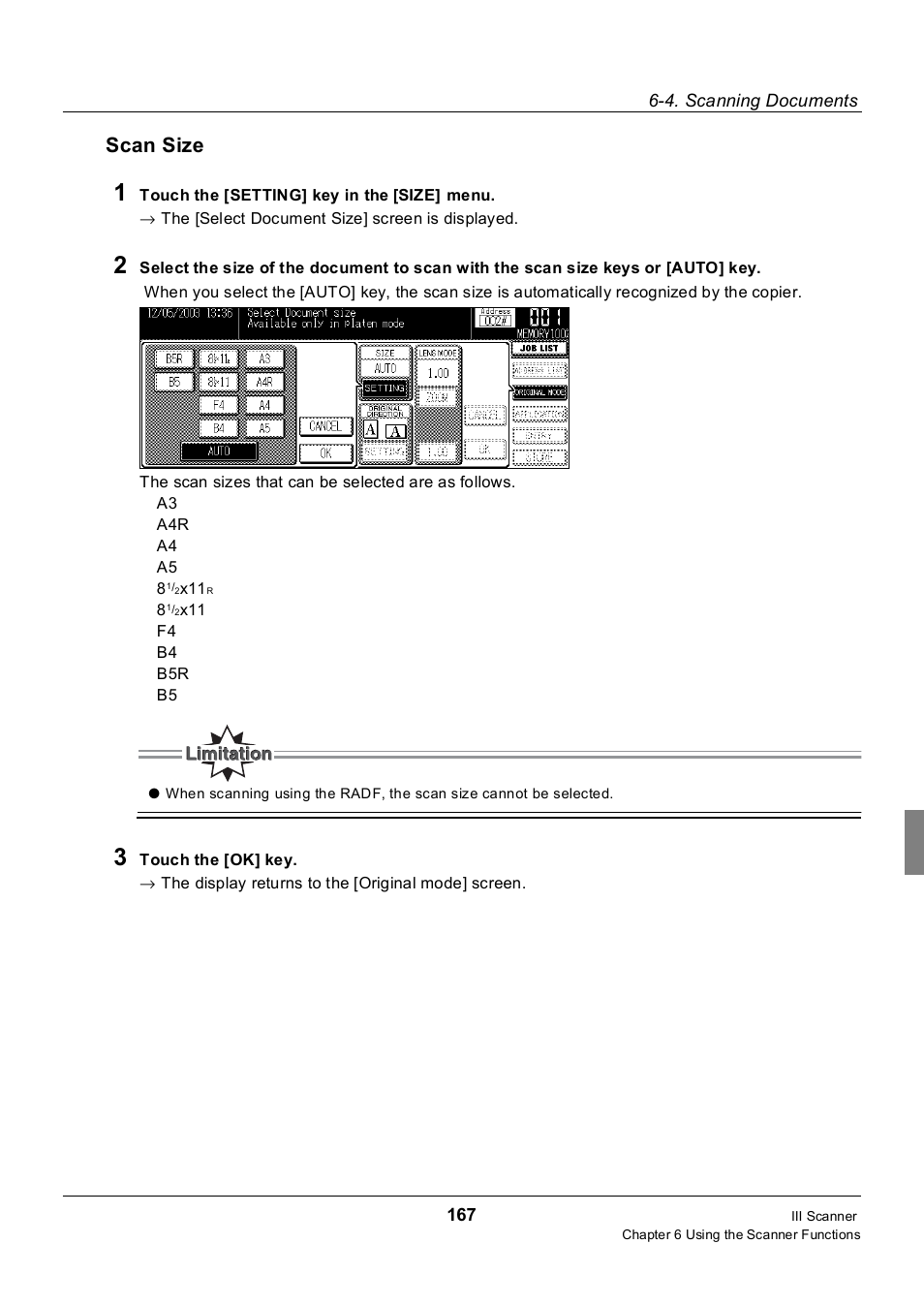 Scan size | Konica Minolta 7235 User Manual | Page 176 / 230