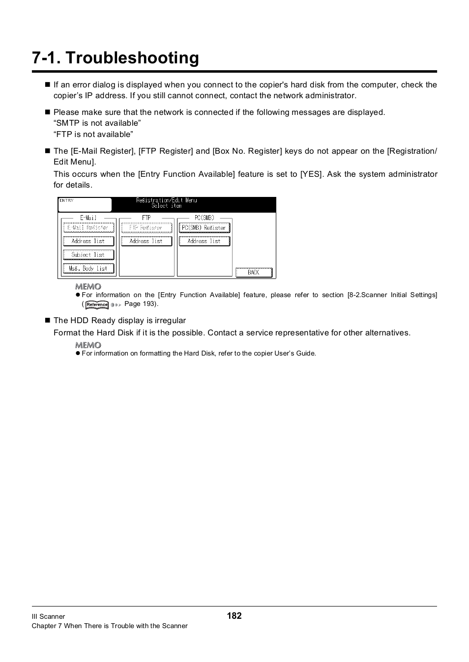 1. troubleshooting, Troubleshooting | Konica Minolta 7235 User Manual | Page 191 / 230