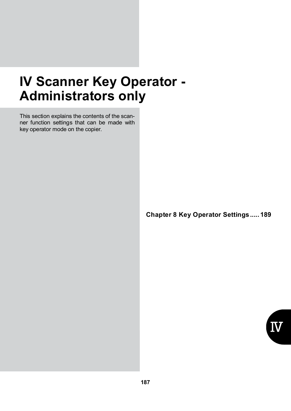 Iv scanner key operator - administrators only | Konica Minolta 7235 User Manual | Page 196 / 230