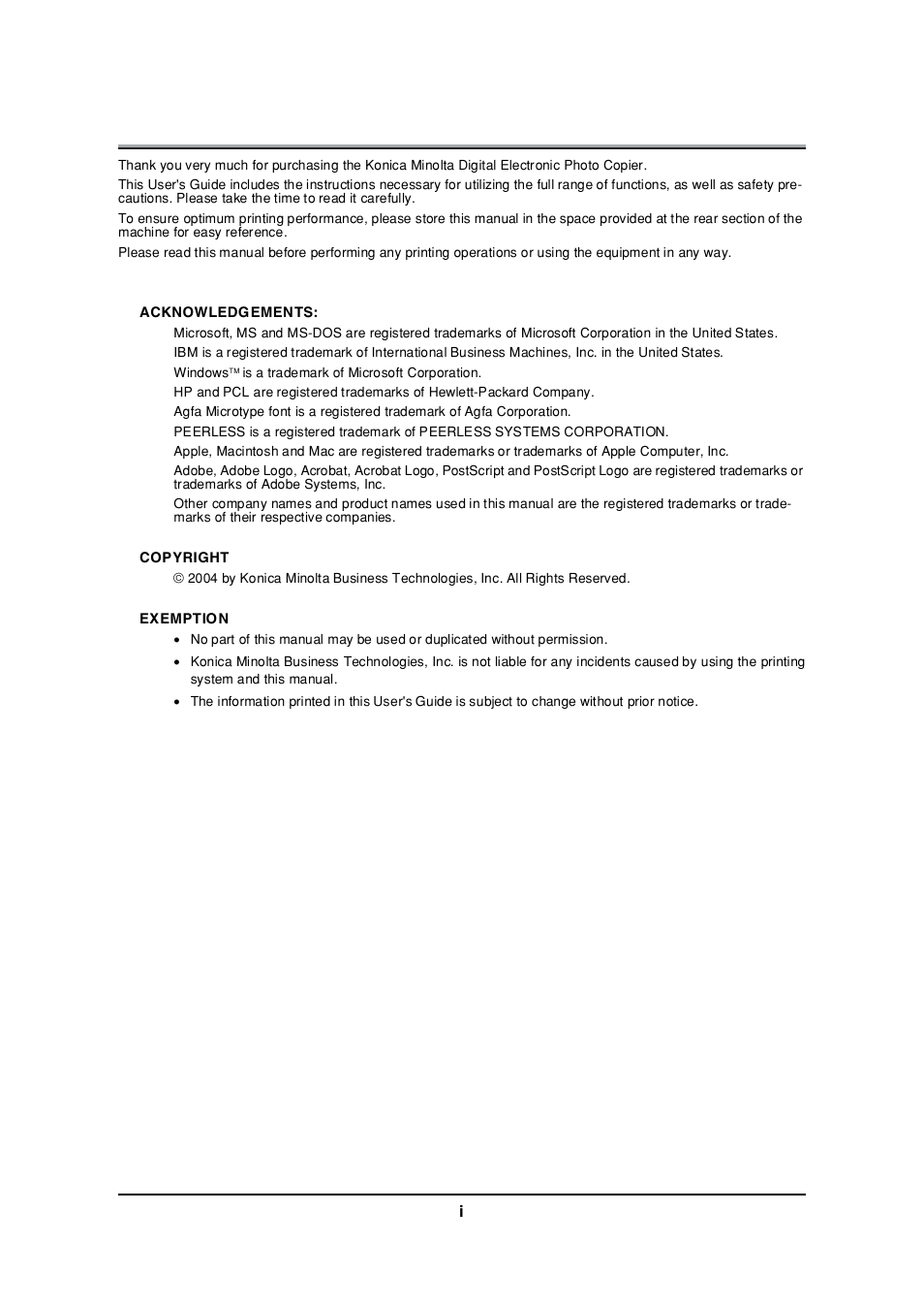 Konica Minolta 7235 User Manual | Page 2 / 230
